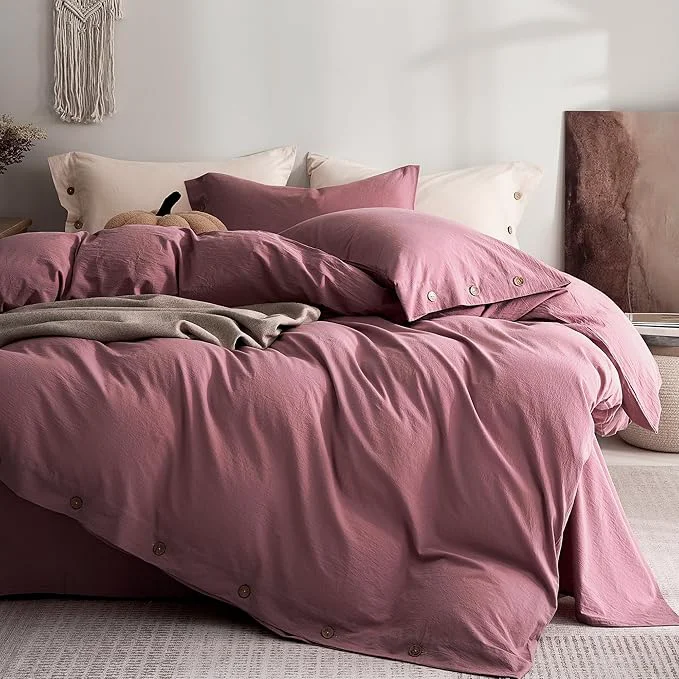 Elite JELLYMONI Washed Cotton Duvet Cover King – Soft Breathable Linen-Look Original