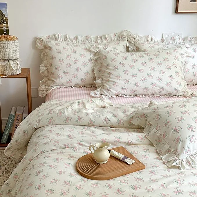 Dependable mixinni Pink Floral Duvet Cover Set Full Size Sophisticated