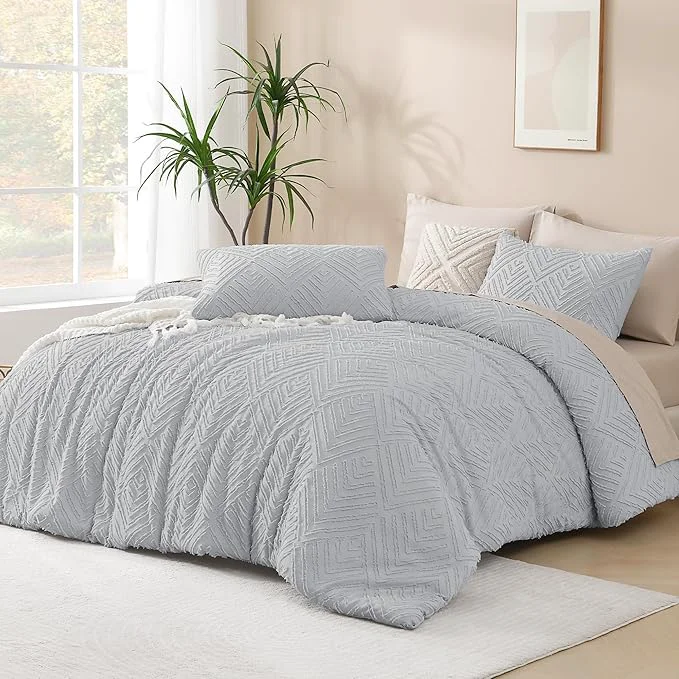 Durable Andency Light Grey Comforter Full Size 3 Pieces Boho Lightweight Fluffy User-Friendly