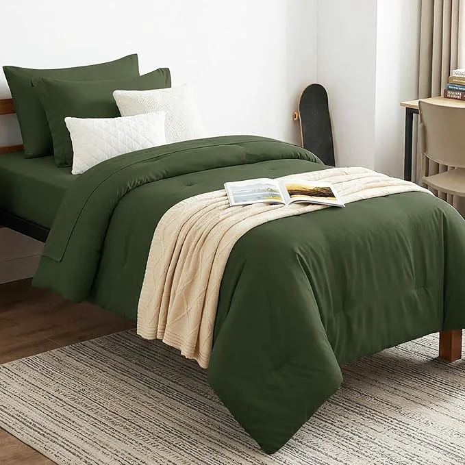 Specialty CozyLux Twin XL Comforter Set Olive Green 5 Pieces Bed in a Bag Twin Extra Next-Generation