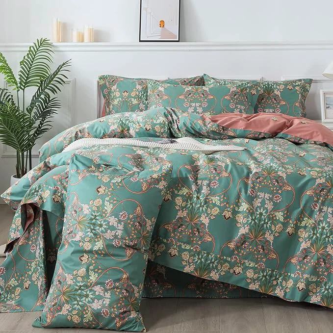 Authentic FADFAY Duvet Cover Set Floral Bedding Button Closure Twin Cotton 600 TC Fashionable