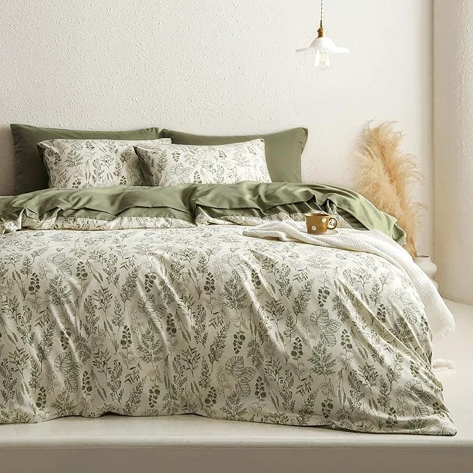 Flexible BOLINLIVING Floral Duvet Cover King Size Breathable Soft Microfiber Bedding Set Reliable