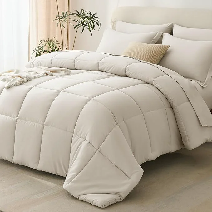 Exceptional CozyLux California King Comforter Set Beige Authentic