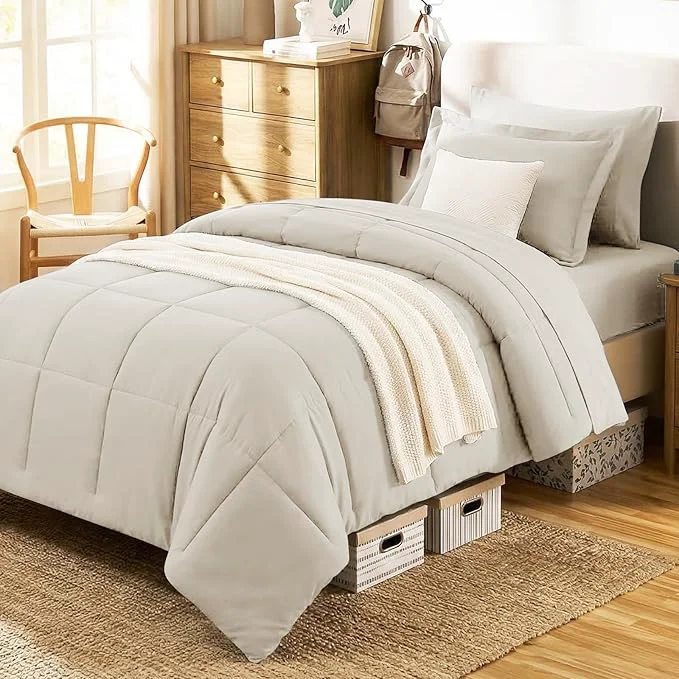 Environmentally Friendly CozyLux Twin XL Comforter Set Beige Clean