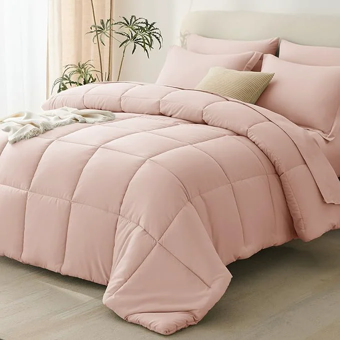 Genuine CozyLux King Size Comforter Set Blush Pink Efficient