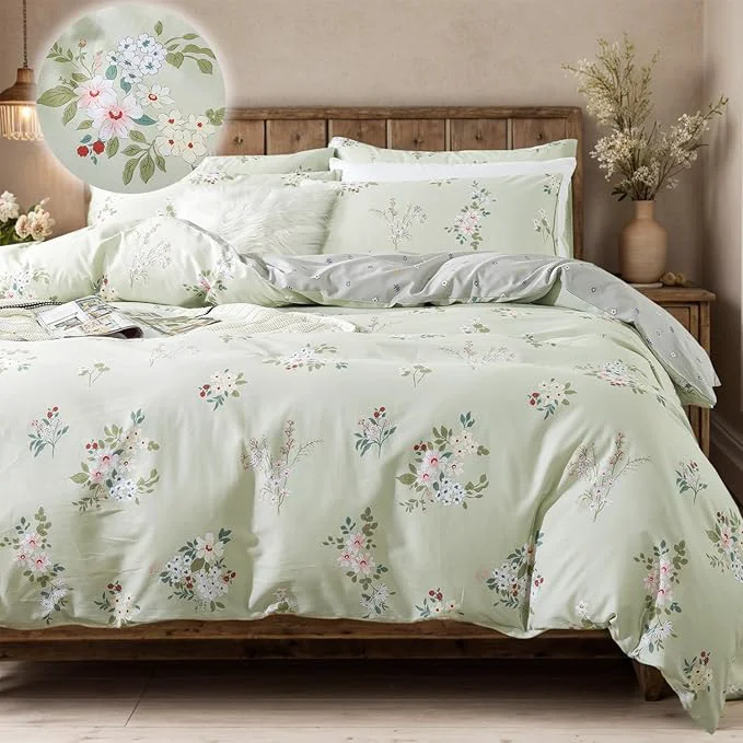 Comfortable FADFAY Full Duvet Cover Set Floral Comforter Cover Cotton Girls Vintage Reusable