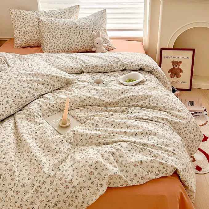Classic mixinni Boho Floral Girls Duvet Cover Set King Size Soft Cotton Comforter Cover Organic