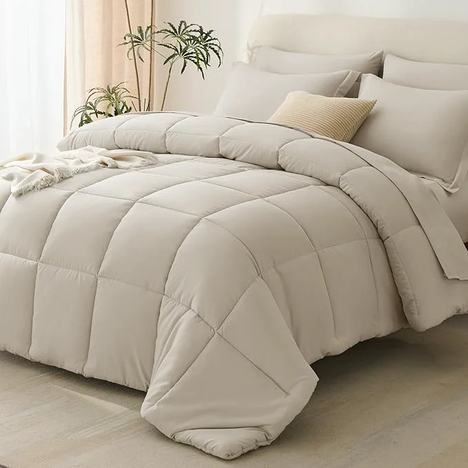 Stylish CozyLux Full Size Comforter Sets Oatmeal Verified