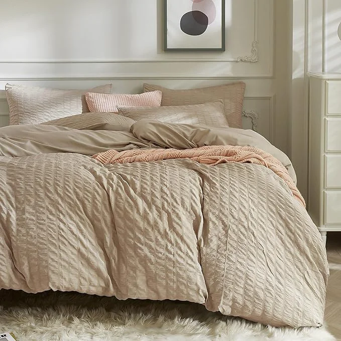 Responsible JELLYMONI Khaki Duvet Cover King Size Soft Breathable Seersucker Duvet Cover Original Design
