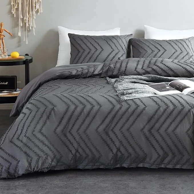 Breathable WARMDERN Boho Duvet Cover Set Tufted Bedding Duvet Covers Soft Washed Traditional