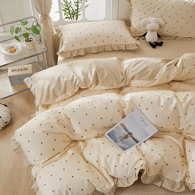 Soft mixinni Floral Duvet Cover Set Queen Size – Cotton 3-Piece Bedding Set High-End