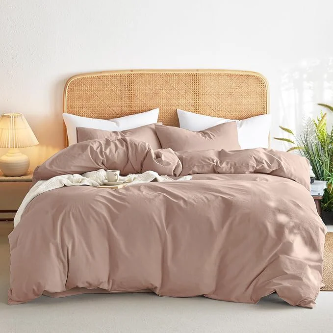 Traditional Wake In Cloud – Cotton Duvet Cover Set Queen Size Dusty Rose Pink Contemporary