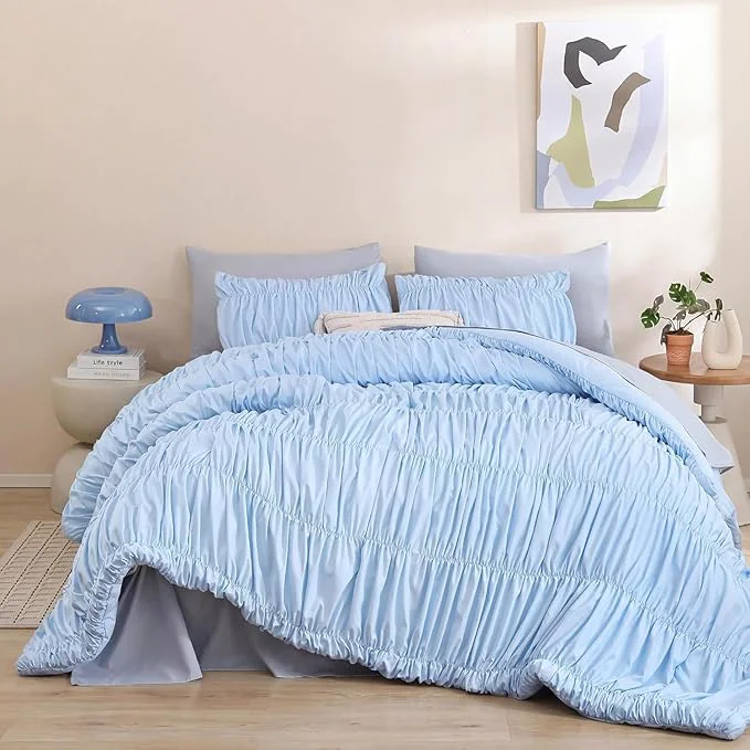 Consistent weigelia Cinched Comforter Set Full – Soft Ruched Bedding Set Apartment Dorm Specialty
