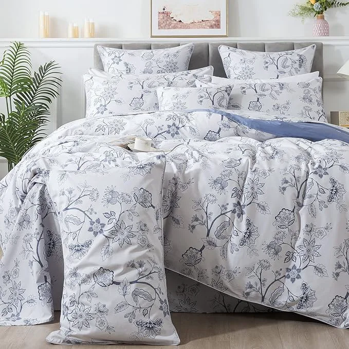Functional FADFAY Duvet Cover Set Twin Floral Bedding Percale Cotton 600 TC Classical Specialty