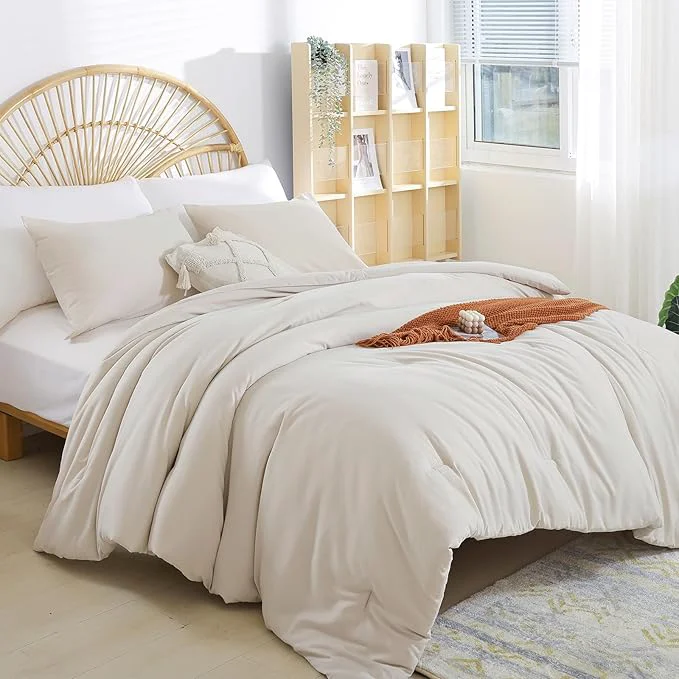 Innovative weigelia Beige Comforter Queen Size 3PCS Bed Comforter Reusable