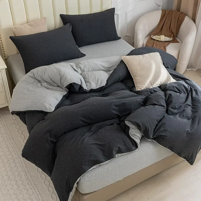 PURE ERA Jersey Knit Duvet Cover Set T-Shirt Cotton Super Soft Comfy 3pc Trendy