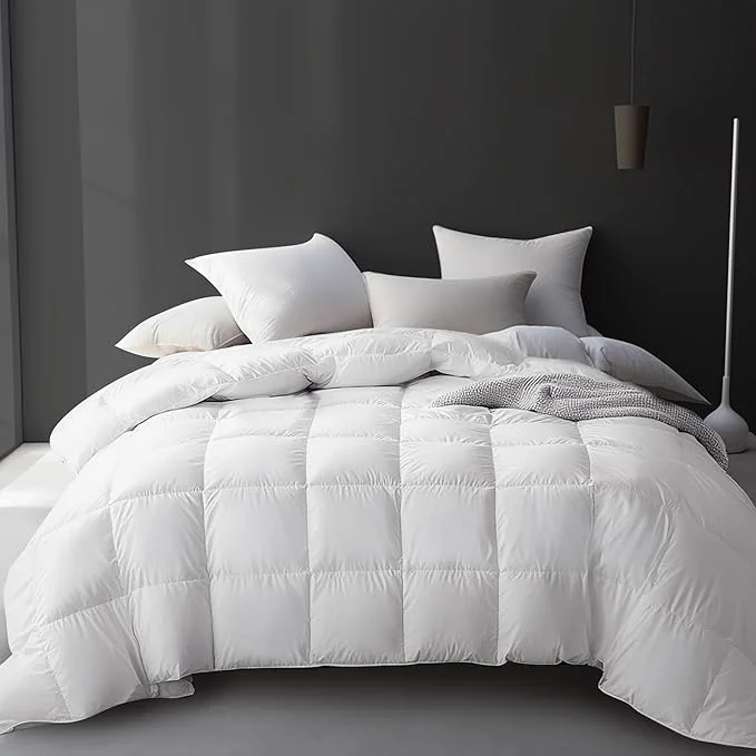 Elite Hotel Grand Luxury White Goose Feather Down Fiber Comforter Twin Size Expertly Made