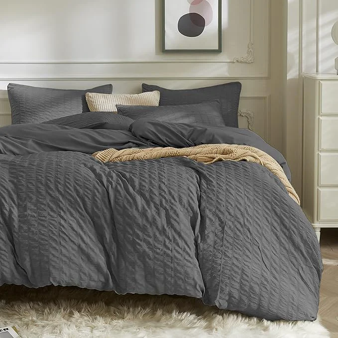 Responsible JELLYMONI Charcoal Grey Duvet Cover Twin Size Soft Breathable Seersucker Duvet Organic