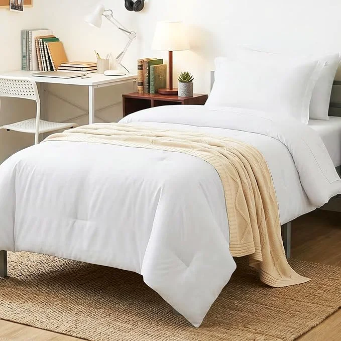Organic CozyLux Twin XL Comforter Set White 5 Pieces Bed in a Bag Twin Extra Long Healthy
