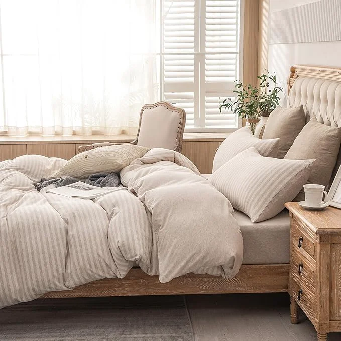 Traditional PURE ERA Jersey Knit 2pc Duvet Cover Set T-Shirt Heather Cotton Super Soft Certified