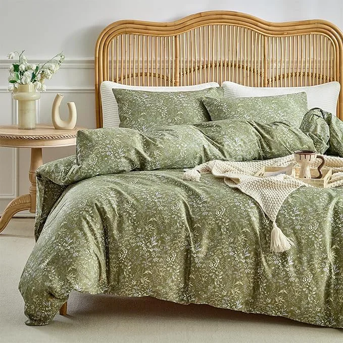 Pure mixinni 3 Pieces Duvet Covers King Size Cotton Comforter Cover Wildflower Long-Lasting