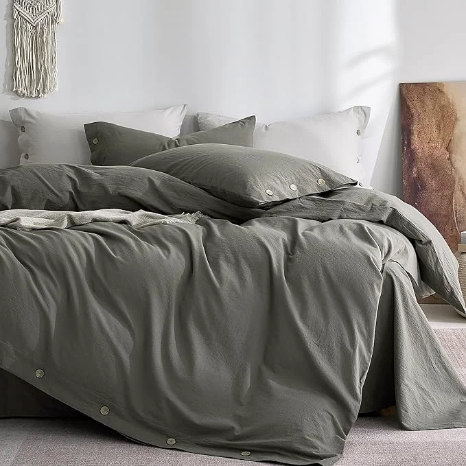 Detailed JELLYMONI Washed Cotton Duvet Cover Twin – Soft Breathable Linen-Look Sophisticated