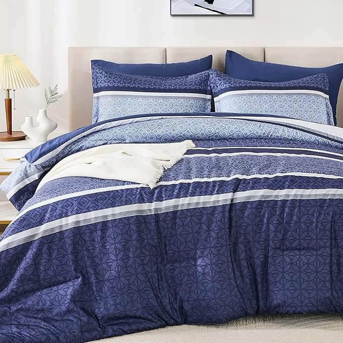 Casual WONGS BEDDING Comforter Set Queen Size 7 Pieces Patchwork Soft Lightweight Quality