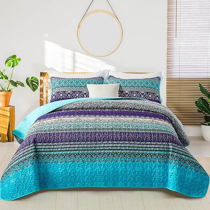 Responsible WONGS BEDDING Boho Quilt Set Lightweight Microfiber Bed Decor Bedspread Unique
