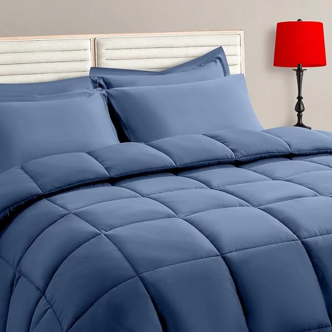 Effective TAIMIT Slate Blue Twin Size Comforter Set Enhanced