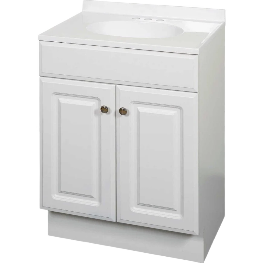 Traditional Zenith Zenna Home White Vanity with White Cultured Marble Top 24 in. Efficient