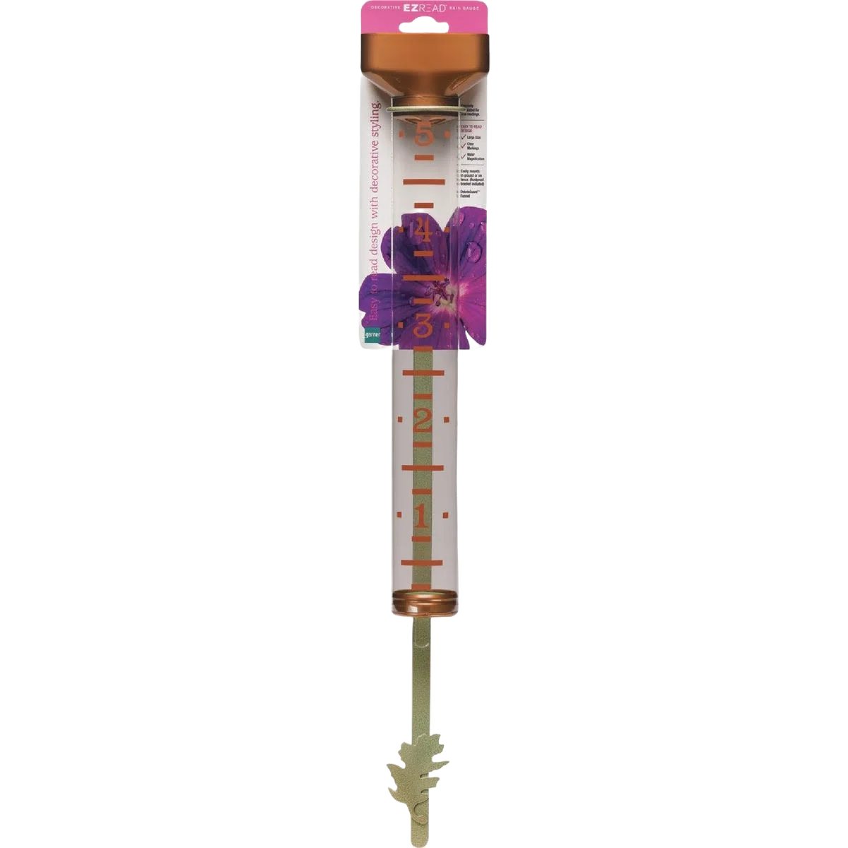 Expertly Made EZRead Plastic Decorative Rain Gauge 5 in. Selected