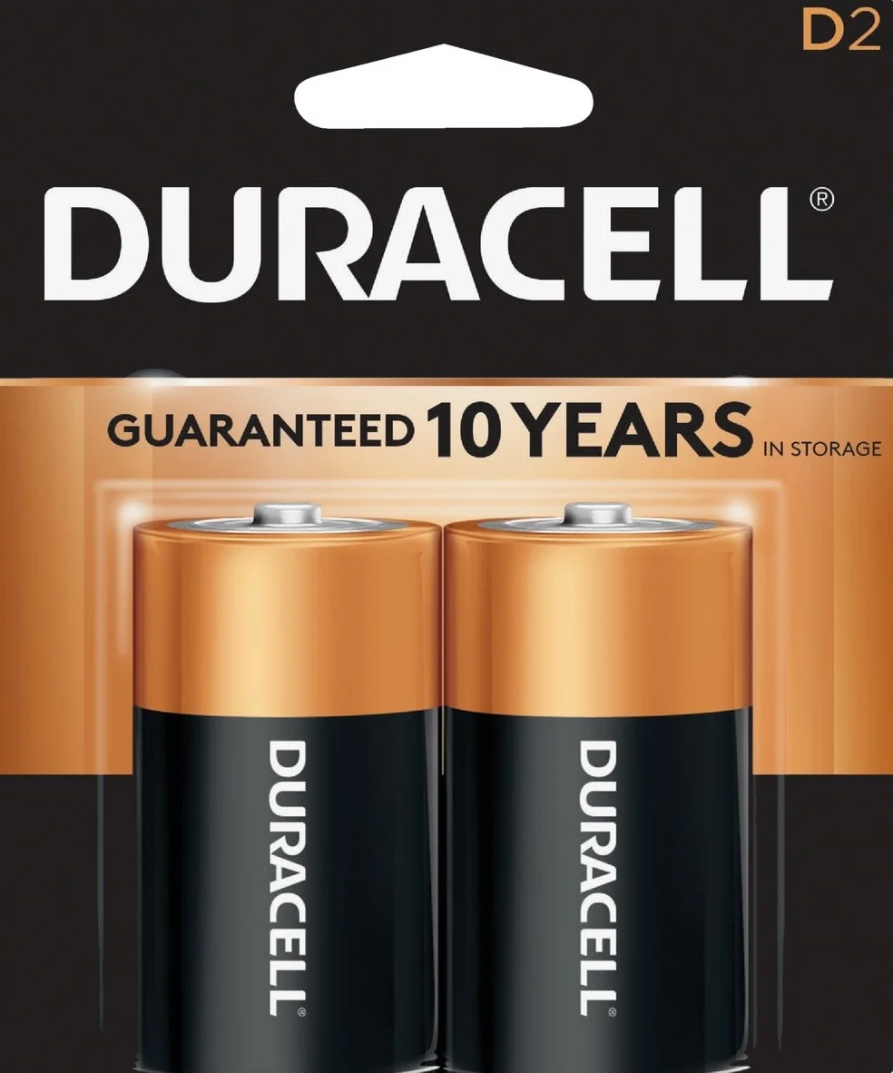 Expertly Made Duracell CopperTop D Alkaline Battery 2-Pack Professional