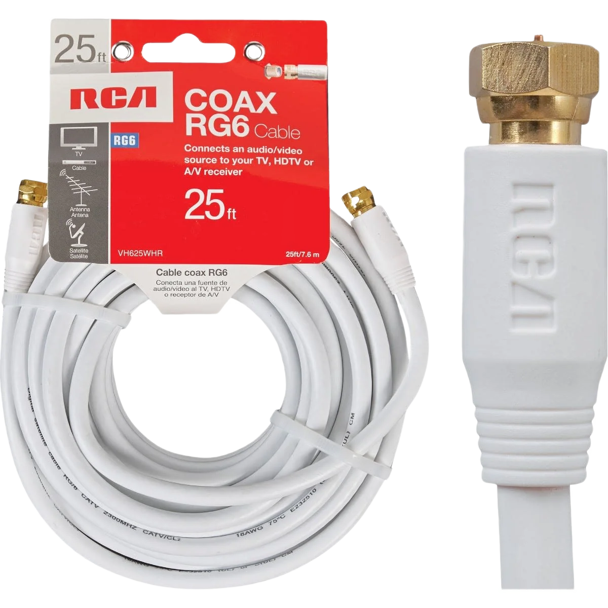 Environmentally Friendly RCA 25 ft. White RG6 Coaxial Cable Certified