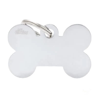 Professional MyFamily Chrome Brass Bone ID Tag Convenient