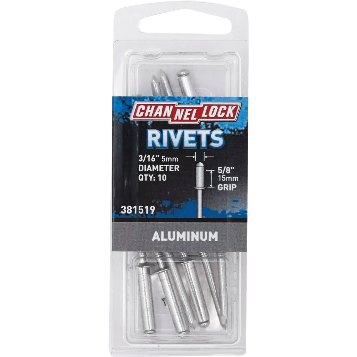 Selected Channellock 3 16 In. Diameter x 5 8 In Grip Aluminum Pop Rivets 10-Pack Easy-to-Use