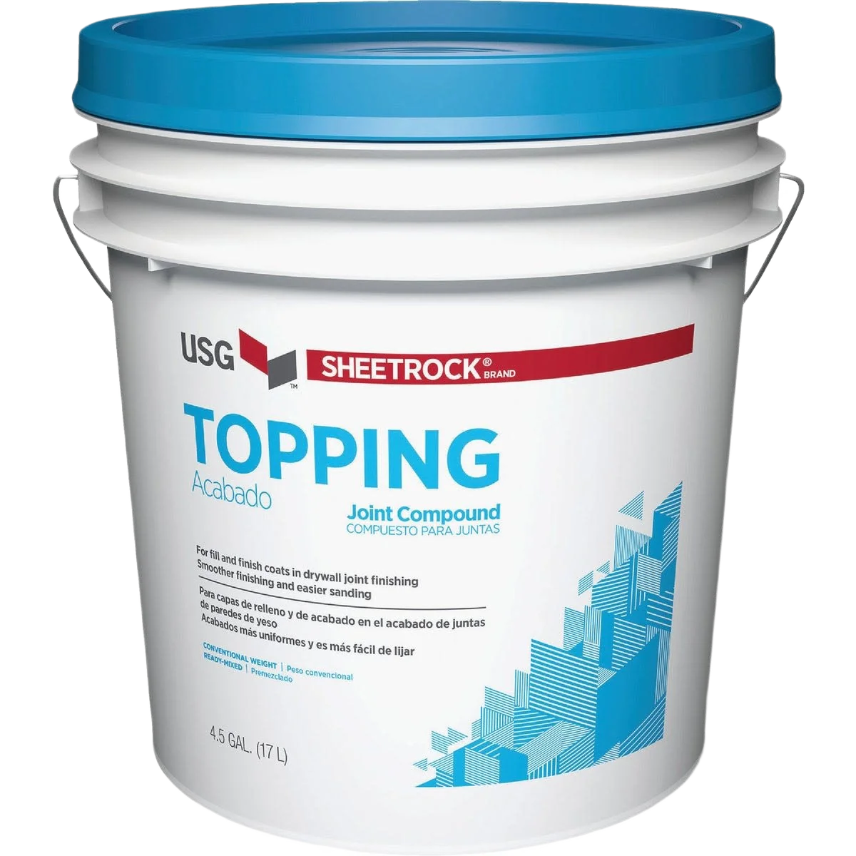 Premium Material Sheetrock 4.5 Gallon Pre-Mixed Topping Drywall Joint Compound Detailed