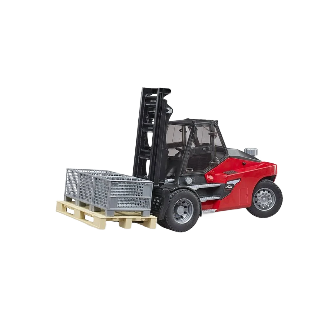 Pure Bruder Linde HT160D Stacker with Pallet and 3 Pallet Cages Responsible