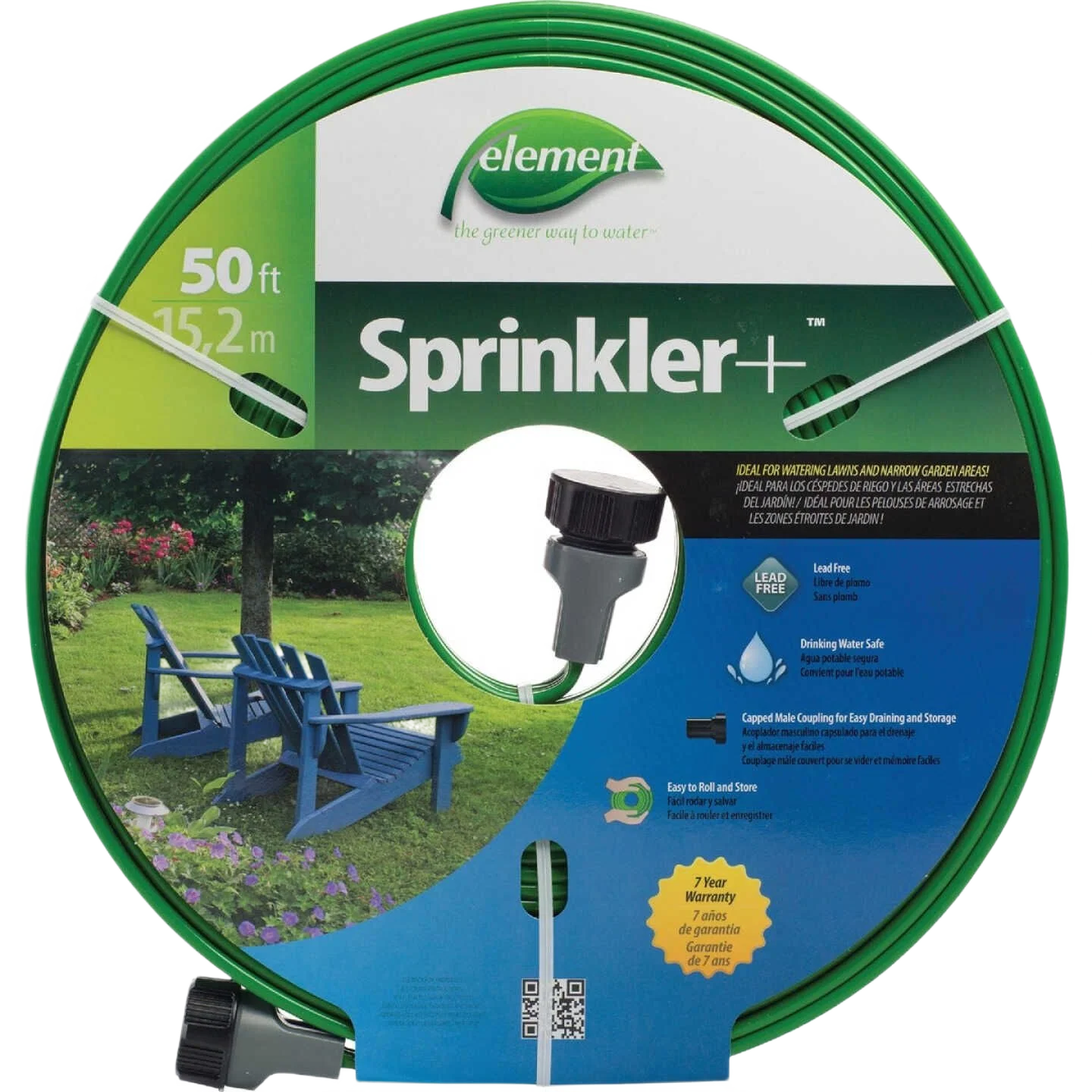 Advanced Element Green Sprinkler Hose 50 ft. Sophisticated