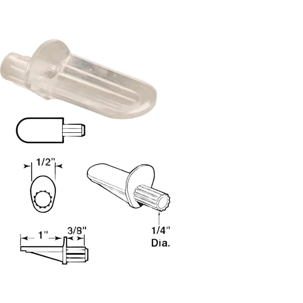 Responsible Prime-Line 1 4 Dia. x 1-3 8 L Clear Butyrate Shelf Support 12-Ct Sustainable