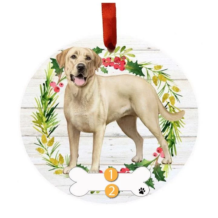 Advanced E S Pets Personalized Yellow Labrador Wreath Ornament Superior
