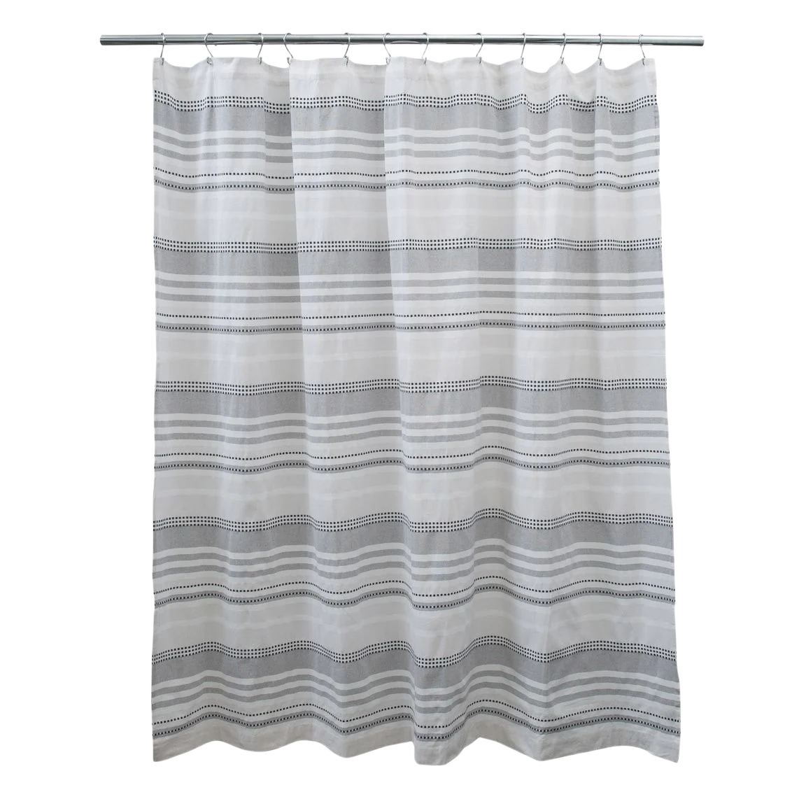Fashionable Moda White and Gray Dot Stripe Shower Curtain Modern