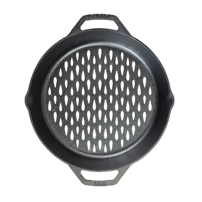 Crafted Lodge Seasoned Cast Iron Dual Handle Grilling Basket 14.5 x 12.6 in. Powerful