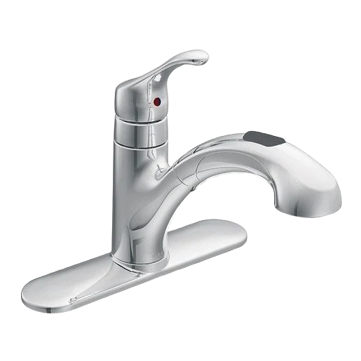 Fashionable Moen Renzo Chrome One Handle Low Arc Pullout Kitchen Faucet Sophisticated
