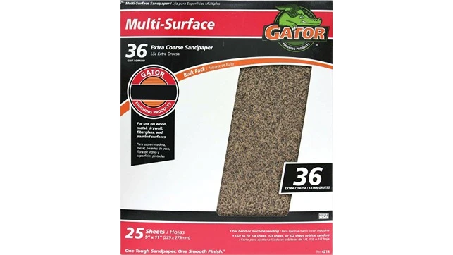 Fine Crafted Gator 9 x 11 Multi-Surface 36-Grit Extra Coarse Sandpaper Single Sheet Functional