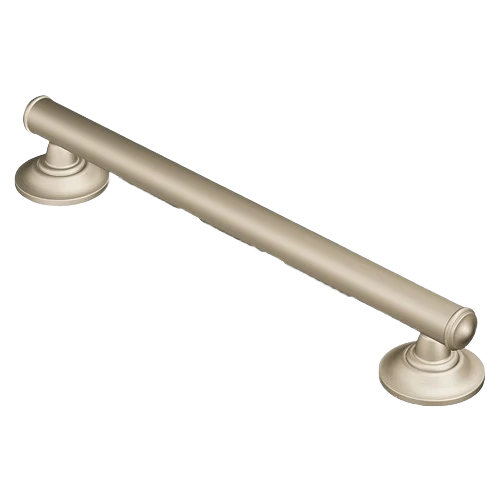 Secure Moen Brushed Nickel Designer Grab Bar with Grip Pad 24 in. Casual