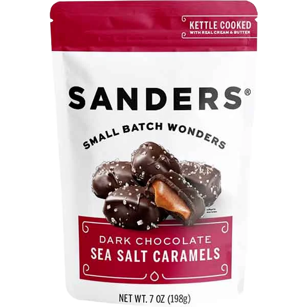 Detailed Sanders Dark Chocolate Sea Salt Caramels 7 oz. Natural