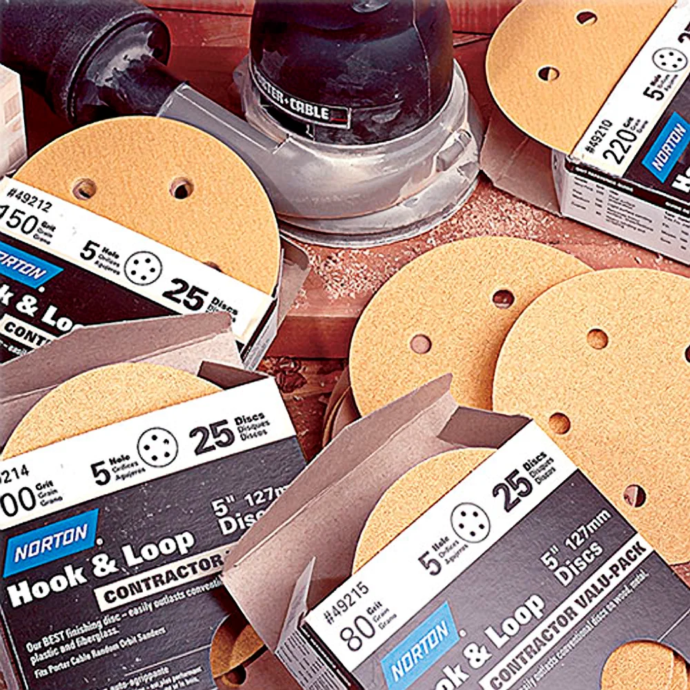 High-Grade Norton Hook and Sand Discs 5 in. x 8 Hole x 80-Grit 25-Pack Modern