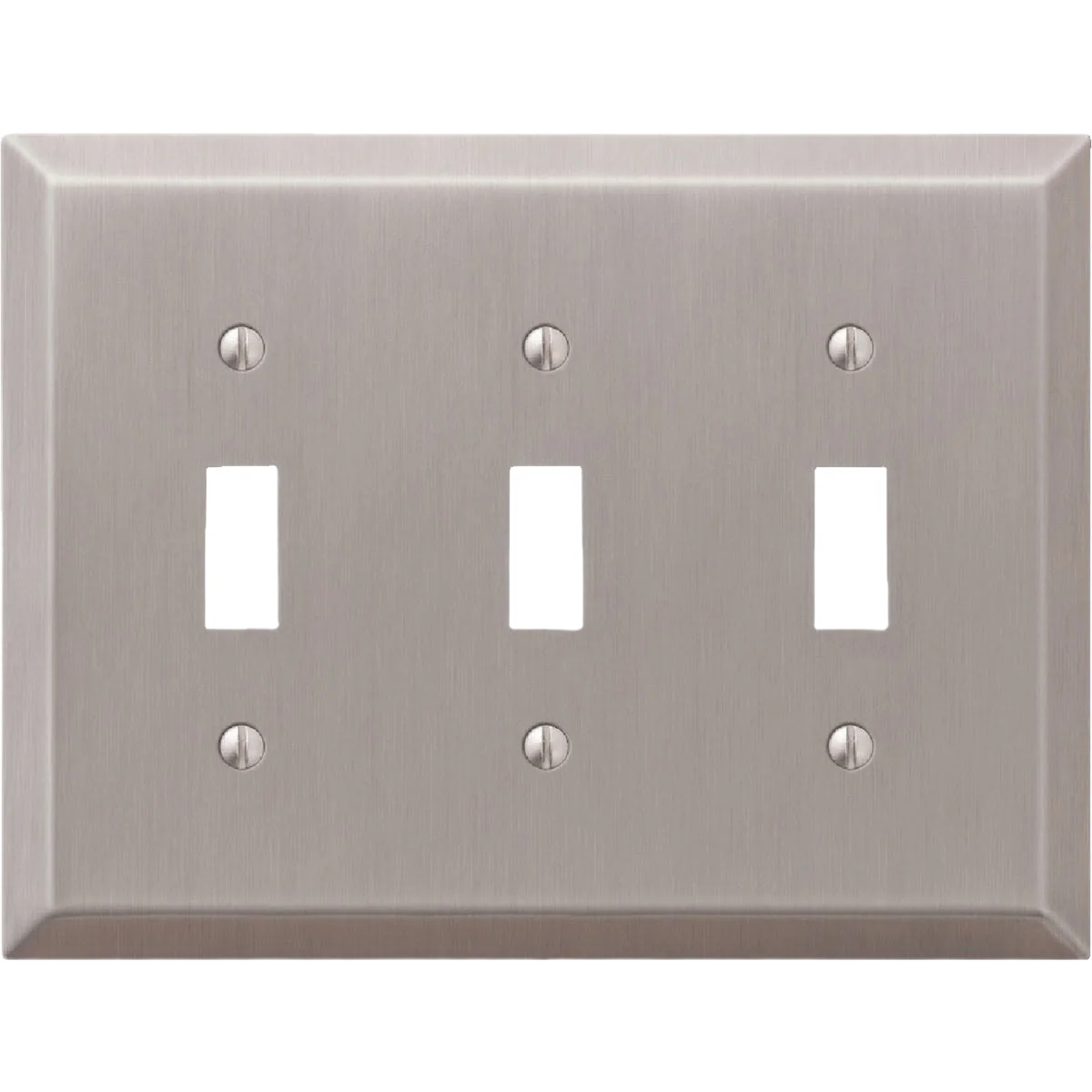 World-Class Amerelle Stamped Steel 3-Gang Toggle Switch Wall Plate Brushed Nickel Stylish