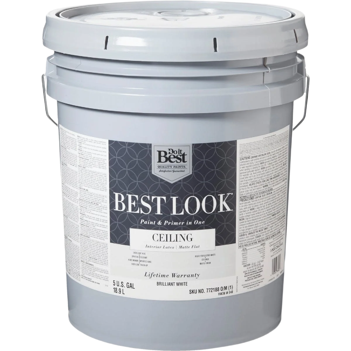 Artisan Look Brilliant White Latex Matte Flat Ceiling Paint Primer 5 Gallon Superior