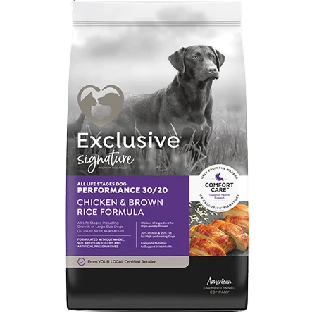 Sustainable Purina Exclusive Signature Performance 30 20 Chicken Brown Rice Adult Dry Dog Food 35 lb. Efficient